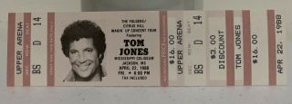 Tom Jones Ticket Stub 4/22/1988 Jackson Mississippi Vintage 80s
