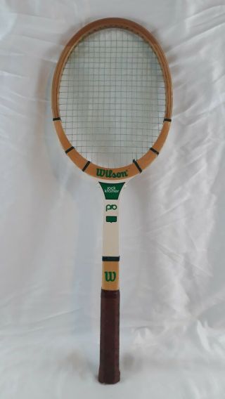 Vintage Wilson Jack Kramer Pro Wooden Tennis Racquet 4.  5 With Wooden Frame Case