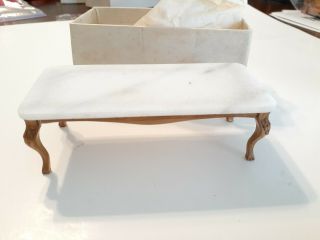 Vintage Reminiscence Real Marble & Wood Coffee Table 1:12 Dollhouse Miniature