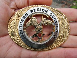 Vtg Eagle Scout Belt Buckle Bsa Scouting Gold Council Tl&b Noac Brass Rare Vg,