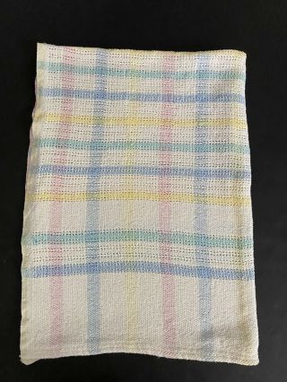 Vintage Beacon Cotton Baby Blanket Pastel Woven Knit Waffle Weave Wpl 1675 Usa