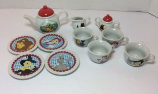 Vintage Wizard Of Oz Childs Porcelain Tea Set 13 - pc Repaired Handle 2
