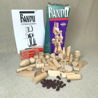 Vintage 1991 Milton Bradley Bandu Wooden Tower Stacking Game Usa