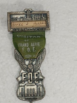 Vintage F.  O.  E.  Fraternal Order Of Eagles Convention “name Tag/medal” 1957 N.  Y.