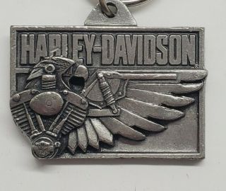 Rare Vintage 1989 Harley - Davidson Pewter Motor Eagle Keychain Key Chain Ring
