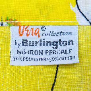 Burlington Vera Neumann Queen Flat Only Sheet Yellow Tulips Retro Vtg 1970 