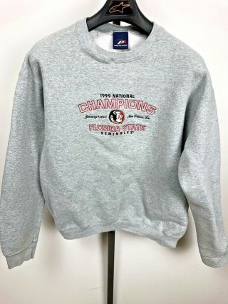 A1 Vtg 90s Fsu Florida State Seminoles 1999 Champions Sweatshirt Pullover Xl