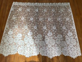 2 Vintage Ivory Cream Lace Curtains 54 " X 45” Floral Window Panel Drapes Modern