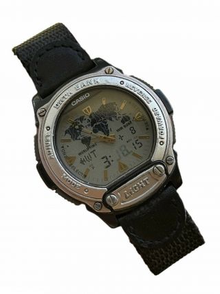 Mens Vintage Casio Abx - 59 Twincept Databank World Time Digital Wrist Watch