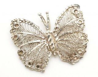 Vintage Sterling Silver Filigree Butterfly Insect Pin Brooch Signed Pk Huge