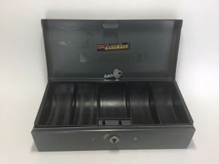 Vintage Asco Steelmaster Bond Box No.  F4 W/ Key And Coin Tray – 10x3x4 5/8