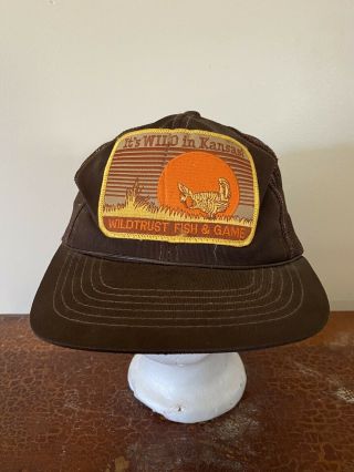 Vintage Kansas Wildtrust Fish & Game Snapback 1/2 Mesh Patch Trucker Hat