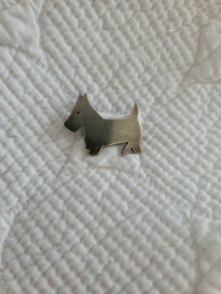 Vintage Sterling Silver Scottie Dog Pin Brooch Old C Clasp