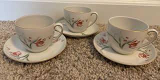 Vintage Germany Schonwald Fine China,  Tea Cups And Saucers - Set Of 3
