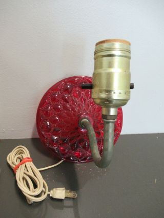 Vintage Wall Lamp Ruby Red Glass Base W/shade