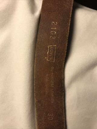 Vintage Levi Strauss belt buckle and brown leather belt size 30 3