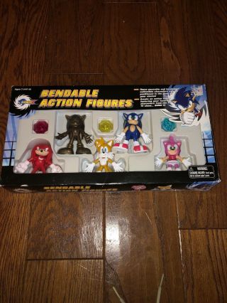 Sonic X 3 " Sonic The Hedgehog Tails Knuckles Amy Bendable Figure Set 90s?