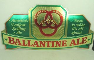 Vintage Ballantine Ale Beer Embossed Foil Cardboard Sign Embosograph Fort Wayne