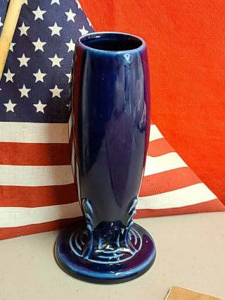 Vtg Fiesta Cobalt Blue Bud Vase Hlc Usa Homer Laughlin Fiestaware