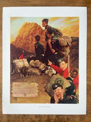 Vintage 1960’s Norman Rockwell High Adventure Boy Scout Print 14”x 11”