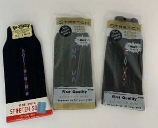Vtg First Quality Nylon Stretchy Sock Men’s 10 - 13 Nos • 3 Pairs