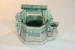 Vintage Mccoy Usa Ceramic Wishing Well Planter Green