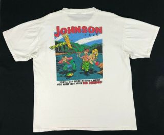 Vtg 90s Big Johnson Fishing Graphic Humor Vintage Single Stitch T Shirt Size L