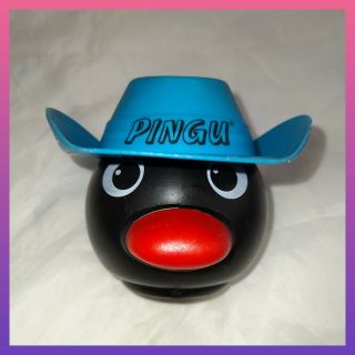 Rare Pingu Cowboy Head World Tour Vintage 90s Toy Penguin Kids Animation Bbc