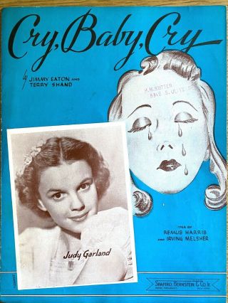 1938 Judy Garland Vintage Jazz Sheet Music Cry,  Baby,  Cry Pre Wizard Of Oz Photo