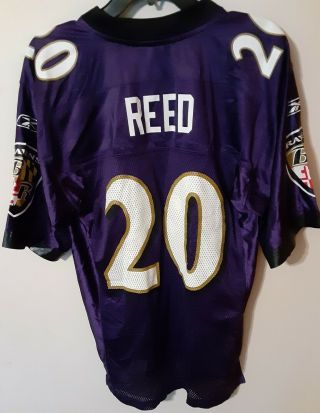 Vtg Reebok Ed Reed 20 Baltimore Ravens Purple Jersey Mens Adult Small
