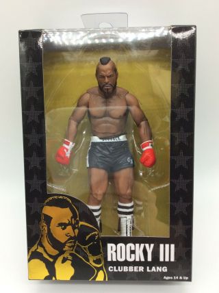 Neca Rocky Iii Clubber Lang 40th Anniversary Series 1 Black Trunks Action Figure