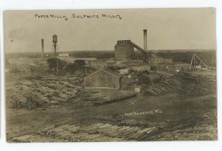 Rppc Paper Sulphite Mills Port Edwards Wi Vintage Wisconsin Real Photo Postcard