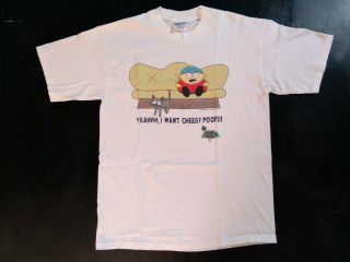 Vintage 1997 South Park Cartman Cheesy Poofs T - Shirt Size L Ex.