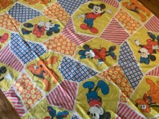 Vintage Walt Disney Productions Mickey Minnie Pluto Sears Twin Flat Pillowcase