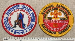 2 Vtg 1957 & 1960 National Jamboree Boy Scout Participant Patches Bsa Badge Real