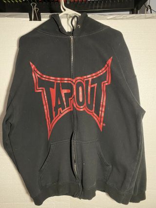 Tap Out Sweatshirt Hoodie Black Red Lettering Xl 28 X 26 Ufc Mma Vintage