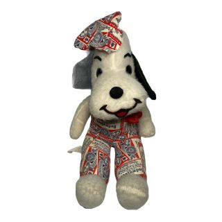 Vtg Galati Toys Black White Stuffed Plush Dog Budweiser Beer Pajamas Animal 19 "