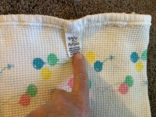 Vintage Baby Morgan Balloon Receiving Blanket Cotton Thermal Waffle Weave Usa