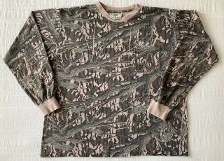 Vintage Mossy Oak Camo Long Sleeve Hunting T - Shirt Made In Usa Sz Xl