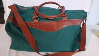 Vtg Polo Ralph Lauren Army Green Canvas & Leather Duffel Bag Duffle Travel