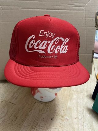 Vintage Enjoy Coca Cola Cord Trucker Hat Mesh Snapback Trademark