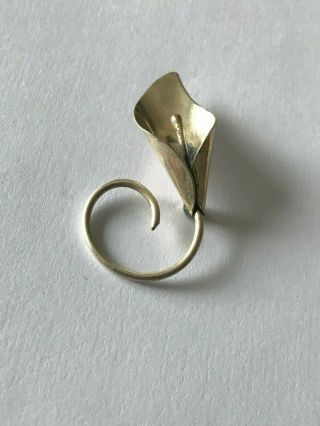 Vintage Antique Sterling Silver 925 Calla Lilly Flower Pin Brooch