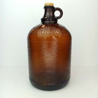 Vtg Brown/amber Glass Clorox 1 Gallon Bottle/jug W/ Screw Cap/lid