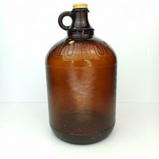 Vtg Brown/Amber Glass Clorox 1 Gallon Bottle/Jug w/ Screw Cap/Lid 3