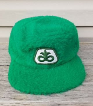Vintage Fuzzy Pioneer Seed Corn Winter Hat W/ Ear Flap Louisville Mfg.  Rare