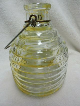 Vintage Yellow Glass Bee Wasp Catcher Trap Bottle