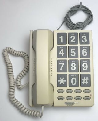 Vtg Radio Shack Beige Big Button Corded Desk Phone Model 43 - 3241 Euc
