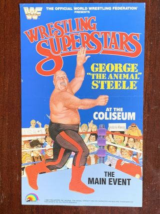 Wwf Ljn George “the Animal” Steele Poster Near Vintage Titan Sports