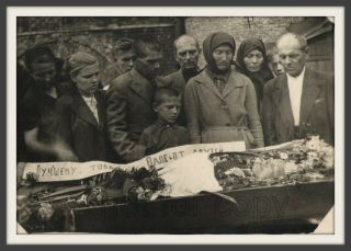 30s Post Mortem Funeral Of Young Boy Kid Dead Coffin Soviet People Antique Photo