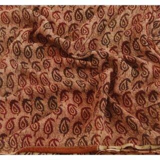 Sanskriti Vintage Sarees Pure Georgette Silk Printed Sari 5 Yd Craft Deco Fabric 3